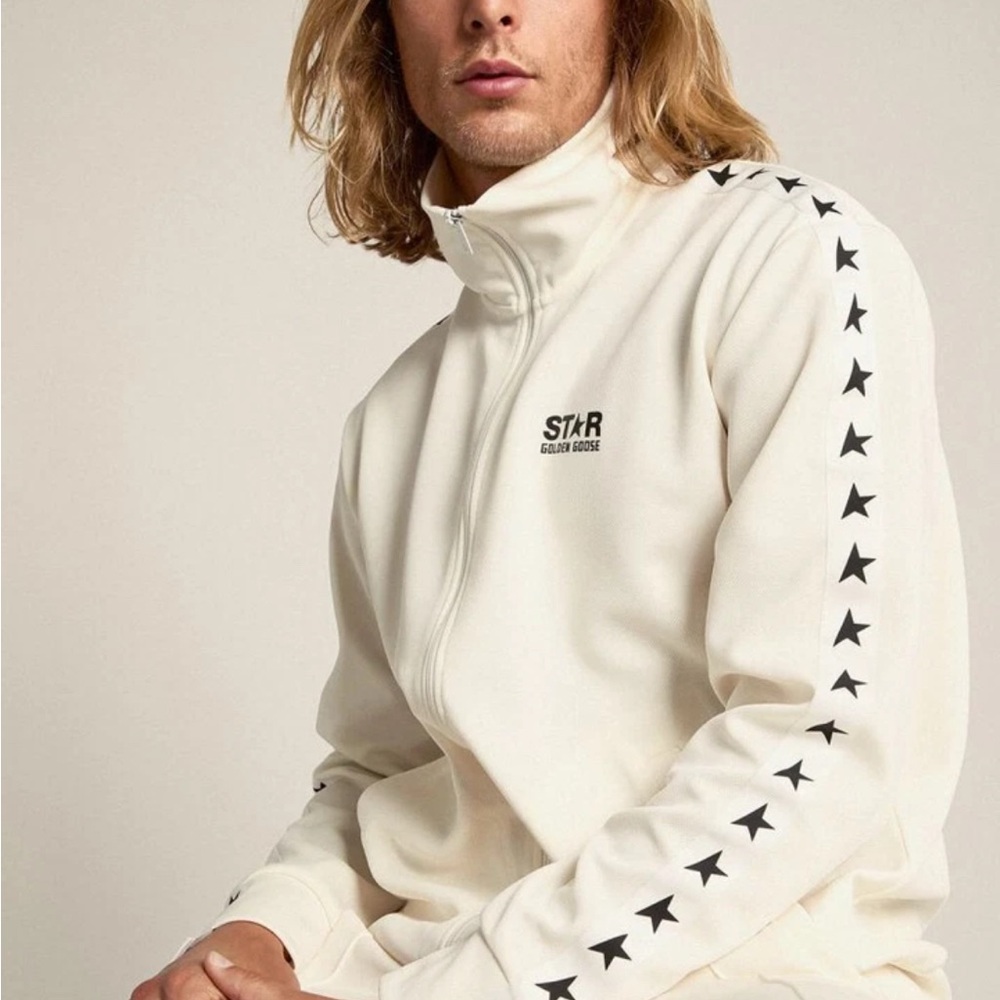 Golden Goose STAR Cream Track Jacket - Unisex Zip-Up Sweater mens L